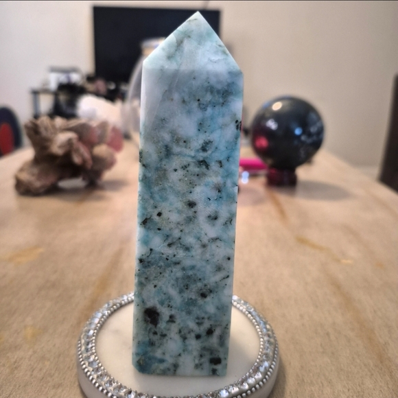Natural Chrysocolla Blue Green Crystal Point Obelisk Tower #6 - Picture 5 of 11